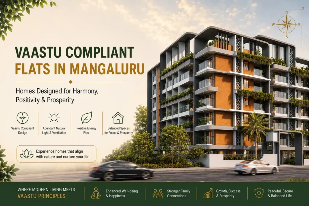 Naturally lit, Vaastu-compliant luxury apartment living room in Mangaluru
