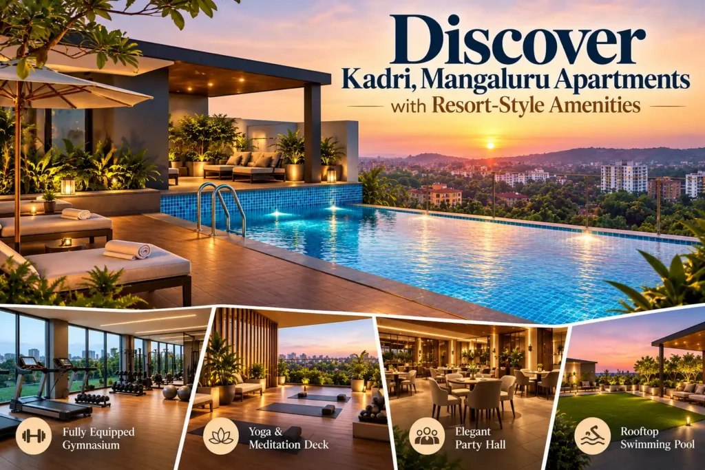 Rooftop swimming pool and luxury resort-style amenities at Udbhav Chinmaya apartments in Kadri Mangaluru.